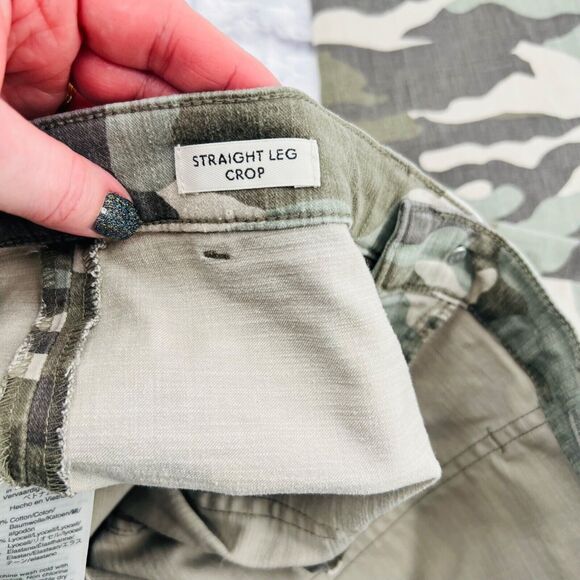 NOT FOR SALE      J Crew Straight Leg Crop Pants Size 28 Green Camouflage High - Picture 4 of 12